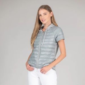 MY ANORAK Quilted Short Sleeve Hoodie, Cement Grey, Medium